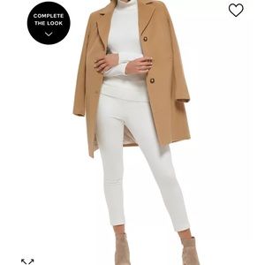 Calvin Klein Women's Camel Single-Breasted Wool Blend Coat